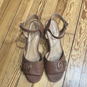 Comfortview Brown Sandals with Ankle Straps